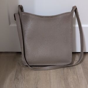 Elegant Longchamp Taupe Leather Cross Body Bag